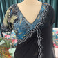 Black Sheer Saree with Scalloped Border and Printed Blouse