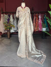 Champagne Gold Designer Saree with Embroidered Border and Heavy Blouse
