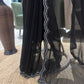 Black Sheer Saree with Scalloped Border and Printed Blouse
