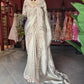 Champagne Gold Designer Saree with Embroidered Border and Heavy Blouse
