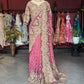 Rani Pink Paisley Designer Saree with Heavy Embroidered Border