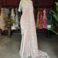 Blush Pink Satin Designer Saree with Silver Embellished Border