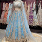 Sky Blue Heavy Embroidered Lehenga Choli with Net Dupatta