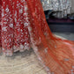Rust Orange Floral Sequin Embroidered Bridal Lehenga Choli