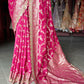 Rani Pink Banarasi Designer Saree with Golden Embroidered Border