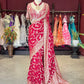 Red Banarasi Designer Saree with Golden Floral Weaving & Heavy Blouse