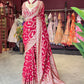 Red Banarasi Designer Saree with Golden Floral Weaving & Heavy Blouse