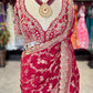 Red Banarasi Designer Saree with Golden Floral Weaving & Heavy Blouse