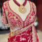 Red Banarasi Designer Saree with Golden Floral Weaving & Heavy Blouse