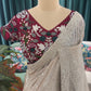 Champagne Golden Saree with Maroon Embroidered Blouse