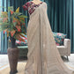 Champagne Golden Saree with Maroon Embroidered Blouse