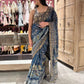 Blue Silk Saree with Heavy Golden Zari Embroidery & Designer Blouse