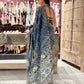 Blue Silk Saree with Heavy Golden Zari Embroidery & Designer Blouse
