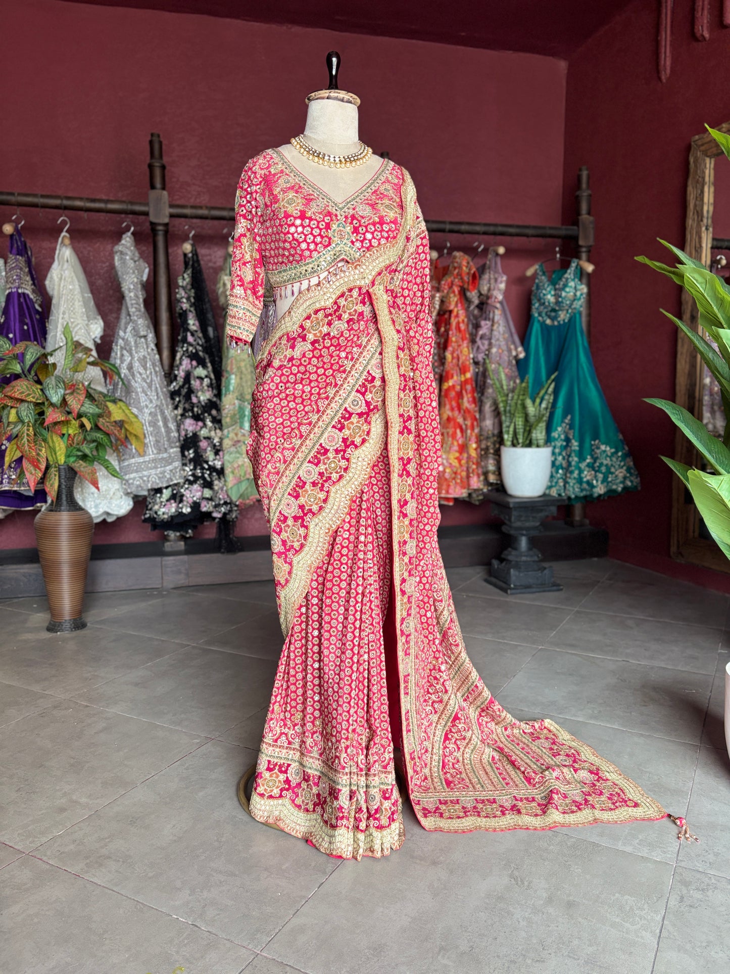 Banarasi Designer Saree with Golden Border and Embroidered Blouse