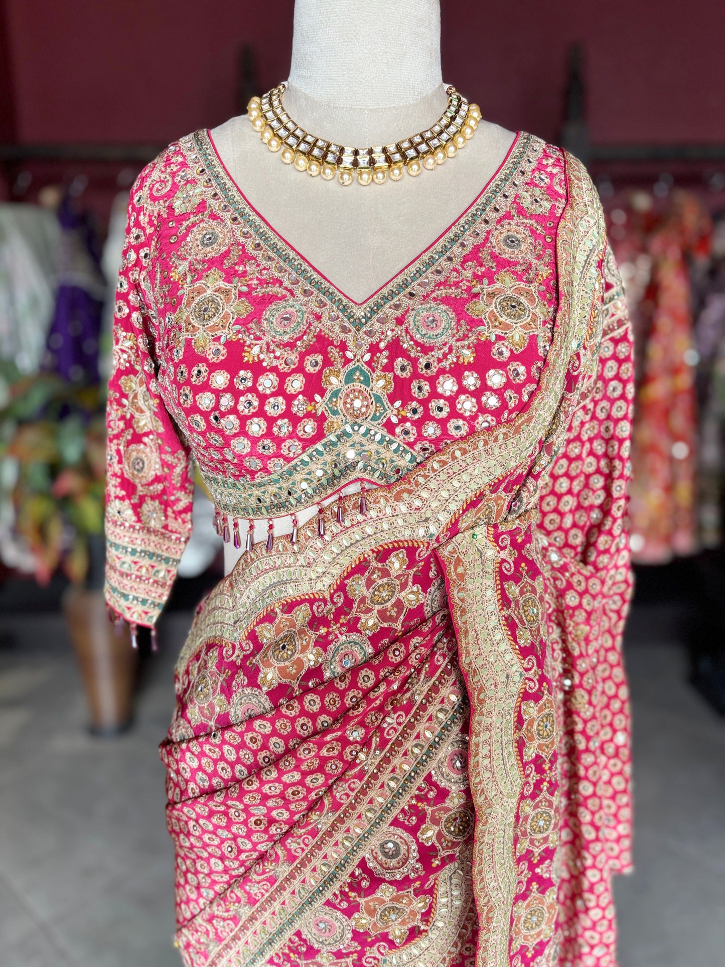Banarasi Designer Saree with Golden Border and Embroidered Blouse