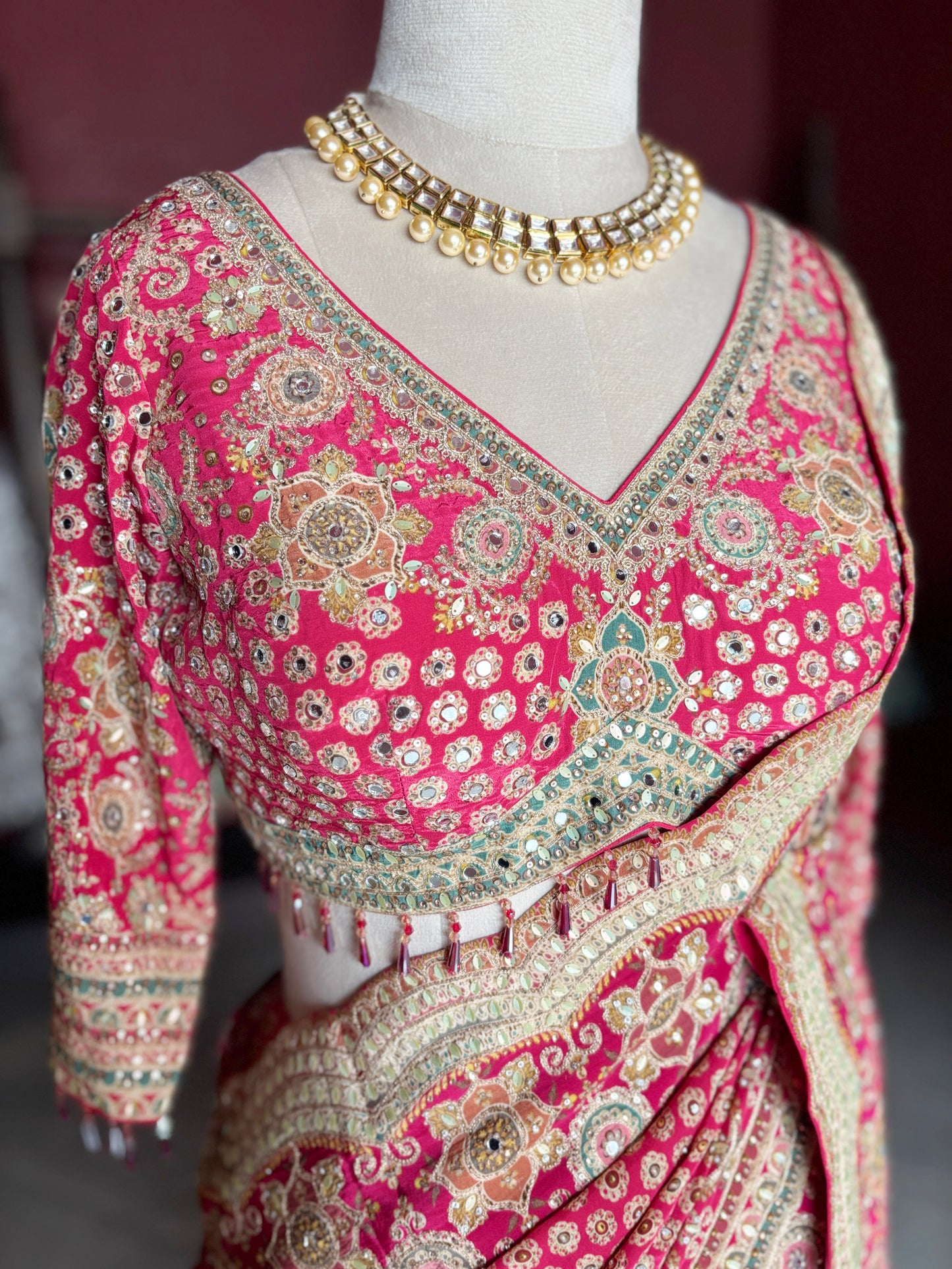 Banarasi Designer Saree with Golden Border and Embroidered Blouse