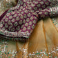 Mustard Designer Saree with Sequin Embroidery & Maroon Handwork Blouse