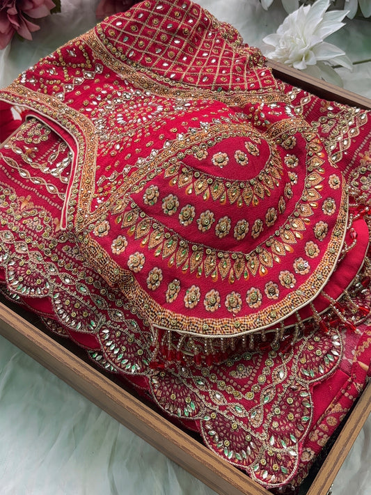 Royal Red Bridal Saree with Heavy Zari & Stone Embroidery Designer Blouse