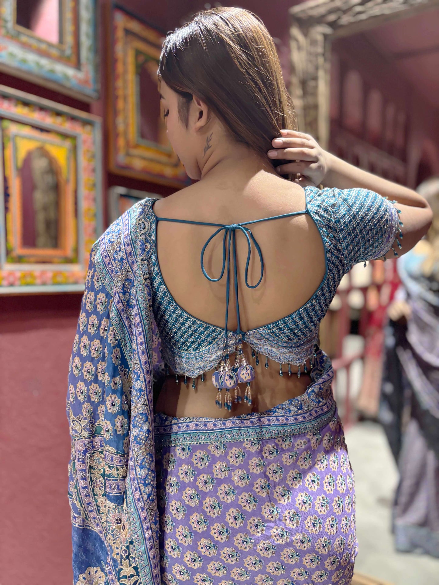 Floral Saree with Traditional Border & Designer Blouse