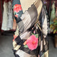 Black Kora Silk Tissue Saree With Striped Pallu and Scallop Border