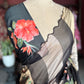 Black Kora Silk Tissue Saree With Striped Pallu and Scallop Border