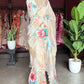 Ivory Kora Silk Tissue Saree With Striped Pallu and Scallop Border