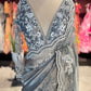 Ice Blue Designer Saree with Silver Embroidery and Scallop Border