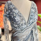 Ice Blue Designer Saree with Silver Embroidery and Scallop Border