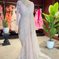 Pink White Designer Saree with Pearl Embroidery and Scallop Border