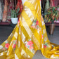 Pure Kora Silk Tissue Saree With Striped Pallu and Scallop Border