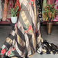 Black Kora Silk Tissue Saree With Striped Pallu and Scallop Border