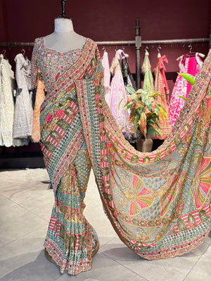 Rajwada Rang Mahal Heritahe Saree With Designer Blouse