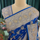 Royal Blue Banarasi Style Saree with Heavy Woven Border