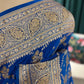 Royal Blue Banarasi Style Saree with Heavy Woven Border