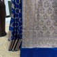 Royal Blue Banarasi Style Saree with Heavy Woven Border