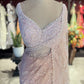 Pink Net Designer Saree with White Floral Embroidery and Pearl Border