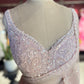 Pink Net Designer Saree with White Floral Embroidery and Pearl Border