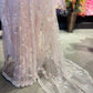 Pink Net Designer Saree with White Floral Embroidery and Pearl Border