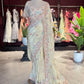 Pastel Yellow Designer Saree with Multicolor Embroidery & Heavy Border