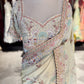 Pastel Yellow Designer Saree with Multicolor Embroidery & Heavy Border