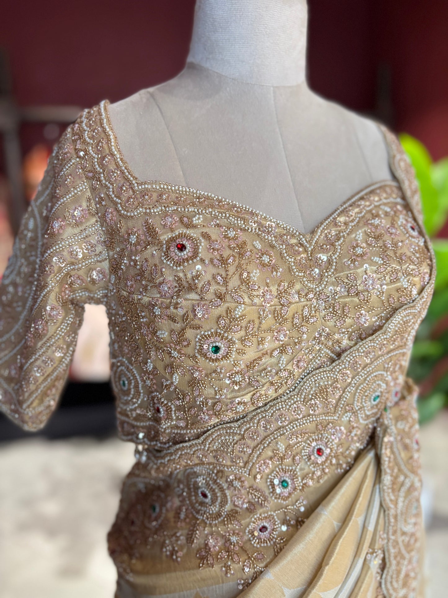 Designer Saree with Heavy Embroidered Border and Embellished Blouse