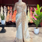 Tissue Ivory Designer Bridal Saree with Heavy Handwork Blouse