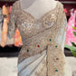 Tissue Ivory Designer Bridal Saree with Heavy Handwork Blouse