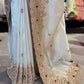 Tissue Ivory Designer Bridal Saree with Heavy Handwork Blouse
