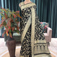 Black Elegant Silk Saree with Rich Gold Floral Motifs