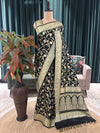 Black Elegant Silk Saree with Rich Gold Floral Motifs