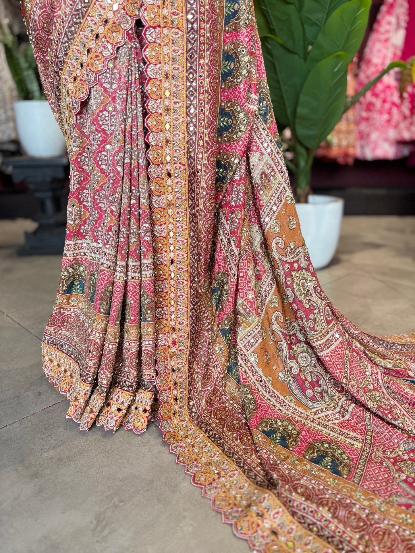 Heritage Designer Saree with Embroidered Border and Statement Blouse