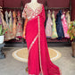 Red Designer Saree with Heavy Embroidered Blouse and Golden Border