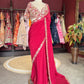Red Designer Saree with Heavy Embroidered Blouse and Golden Border