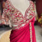 Red Designer Saree with Heavy Embroidered Blouse and Golden Border
